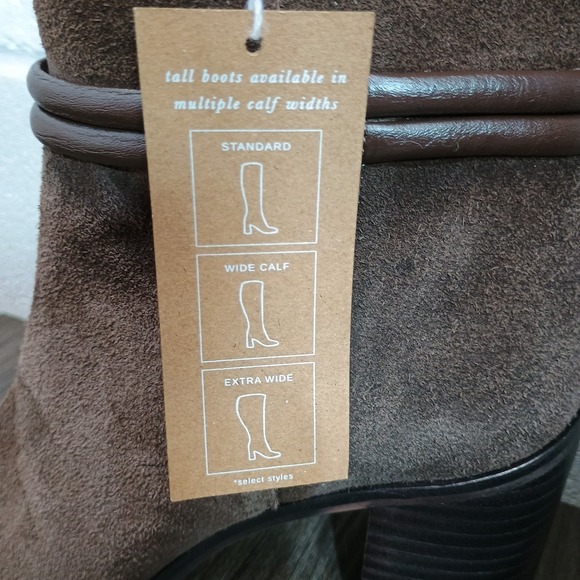 Dolce Vita Brown Suede Knee High Western Boots Pointed Toe Block Heel Zip Size 5 - Picture 14 of 16